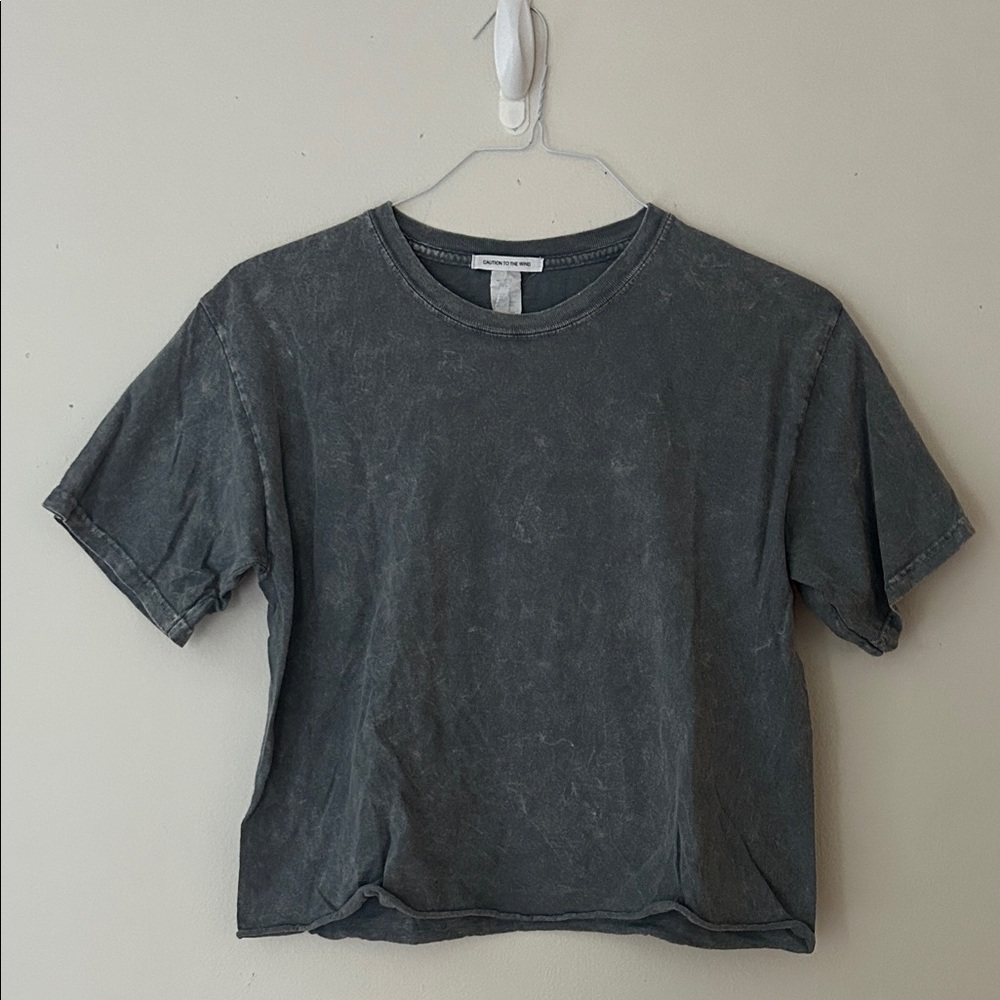 Casual Gray Women's cropped T-shirt. size large